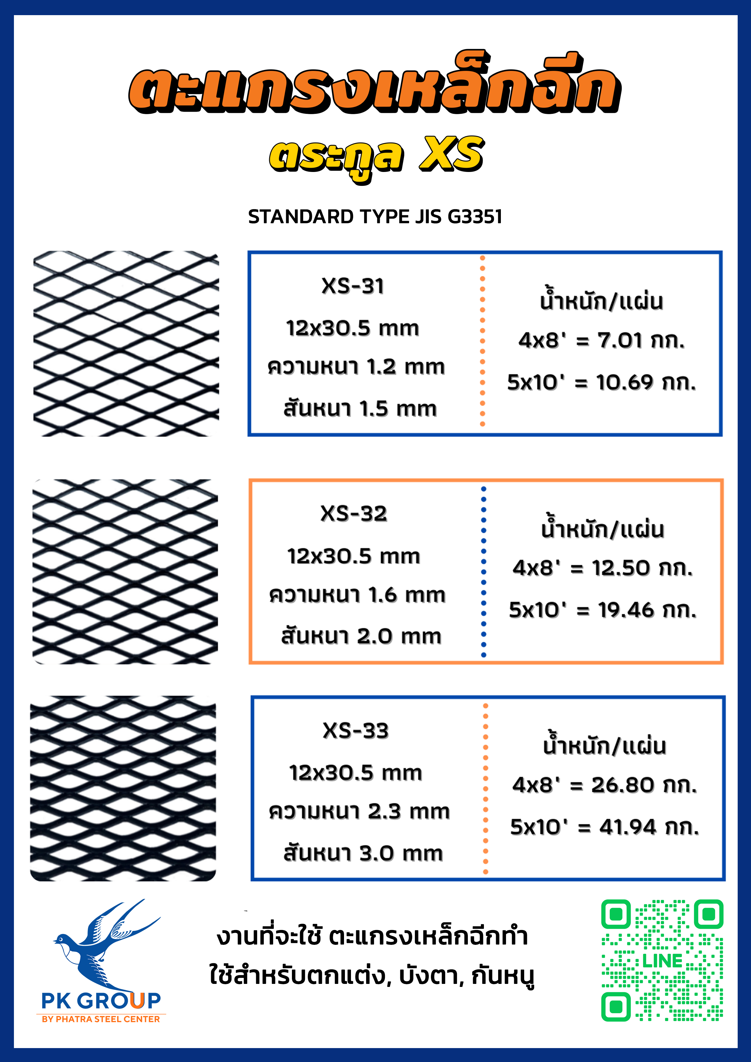 ตะแกรงเหล็กฉีกXS 31-33