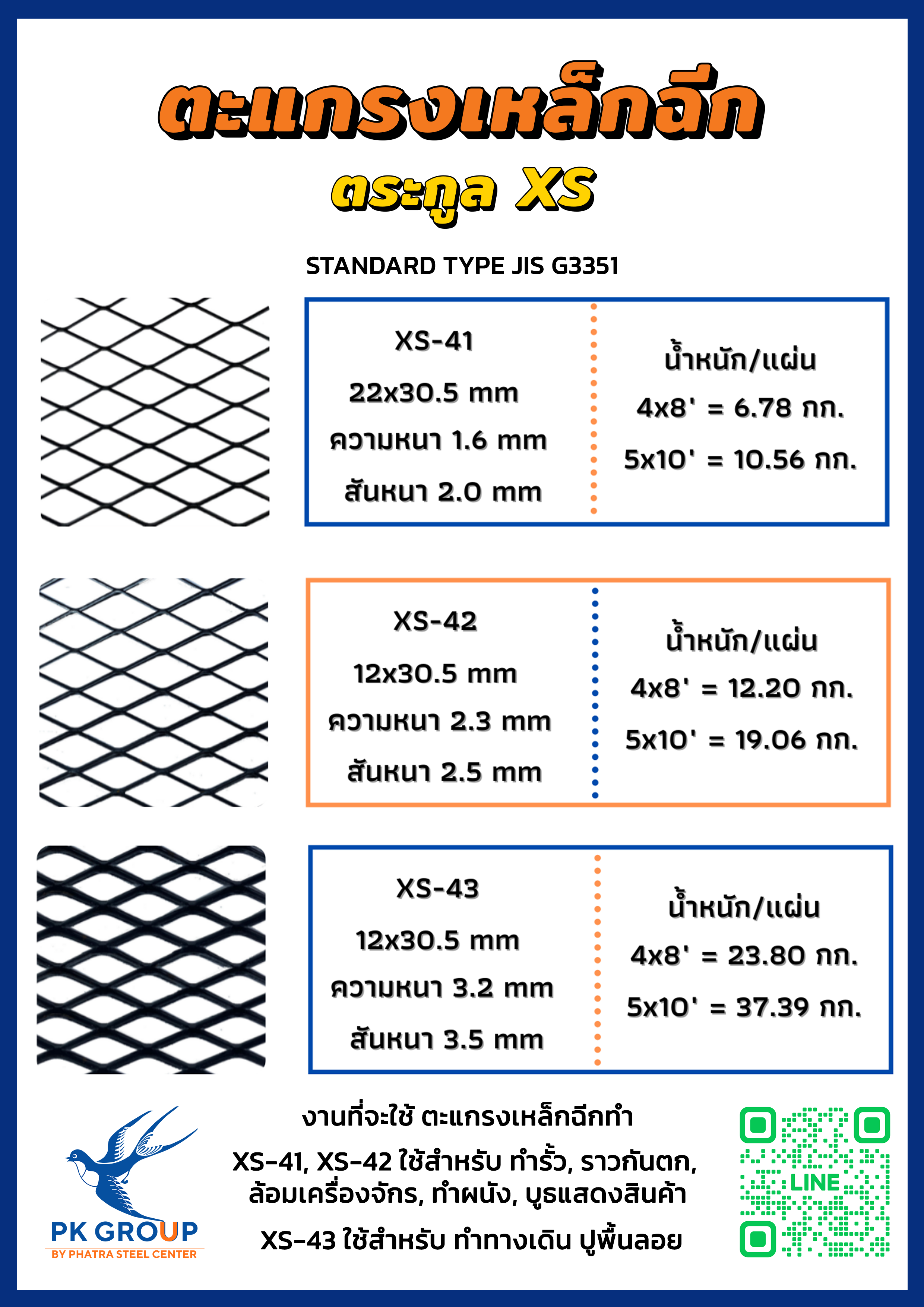 ตะแกรงเหล็กฉีกXS 41-43